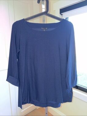 Eileen Fisher Deep Navy Relaxed Scoop Neck Tunic